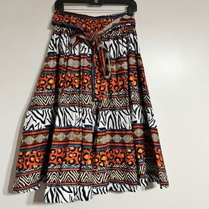 Advance Fashions One Size Fits Most African Print Midi Skirt Elastic Waist Tie
